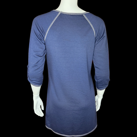 Lily Bleu Beach Navy Anchor Beach Cover-Up Womens M Sequin Rolled Sleeves TShirt - Picture 8 of 10